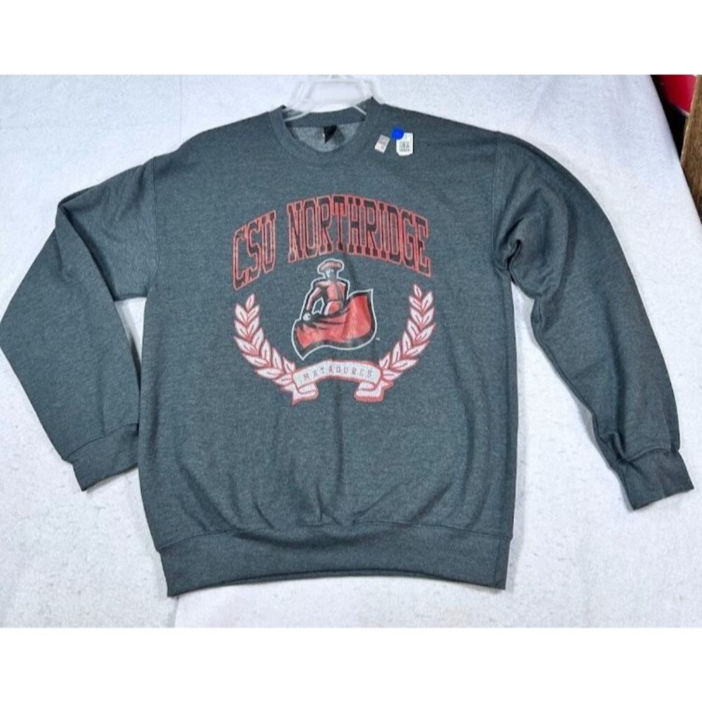 CSUN Matadores Sweatshirt Mens M Dark Heather Gray College Logo Crewneck Pullove